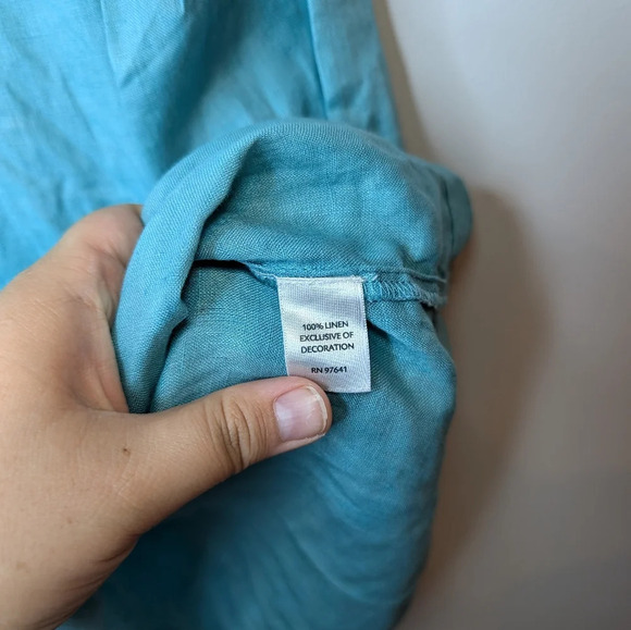 J Jill Size M Pintuck  Pleat Tunic Top Half Sleeve 100% Linen Shirt Blouse Long - Picture 7 of 9